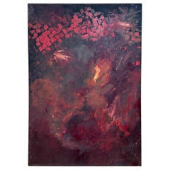 1960s Art Modernist Original Abstract Oil Painting