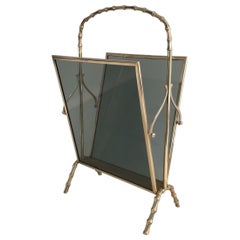 Faux-Bamboo Bronze Magazine Rack by Maison Baguès