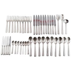 Large Complete Ten-P Ercuis Art Deco Cutlery in Silver Plate, France, circa 1940