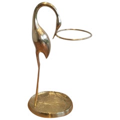 Brass Swan Umbrella Stand Attributed to Maison Jansen