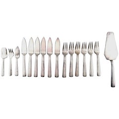 Complete 6 P. Ercuis Art Deco Fish Cutlery in Silver Plate. France App., 1940