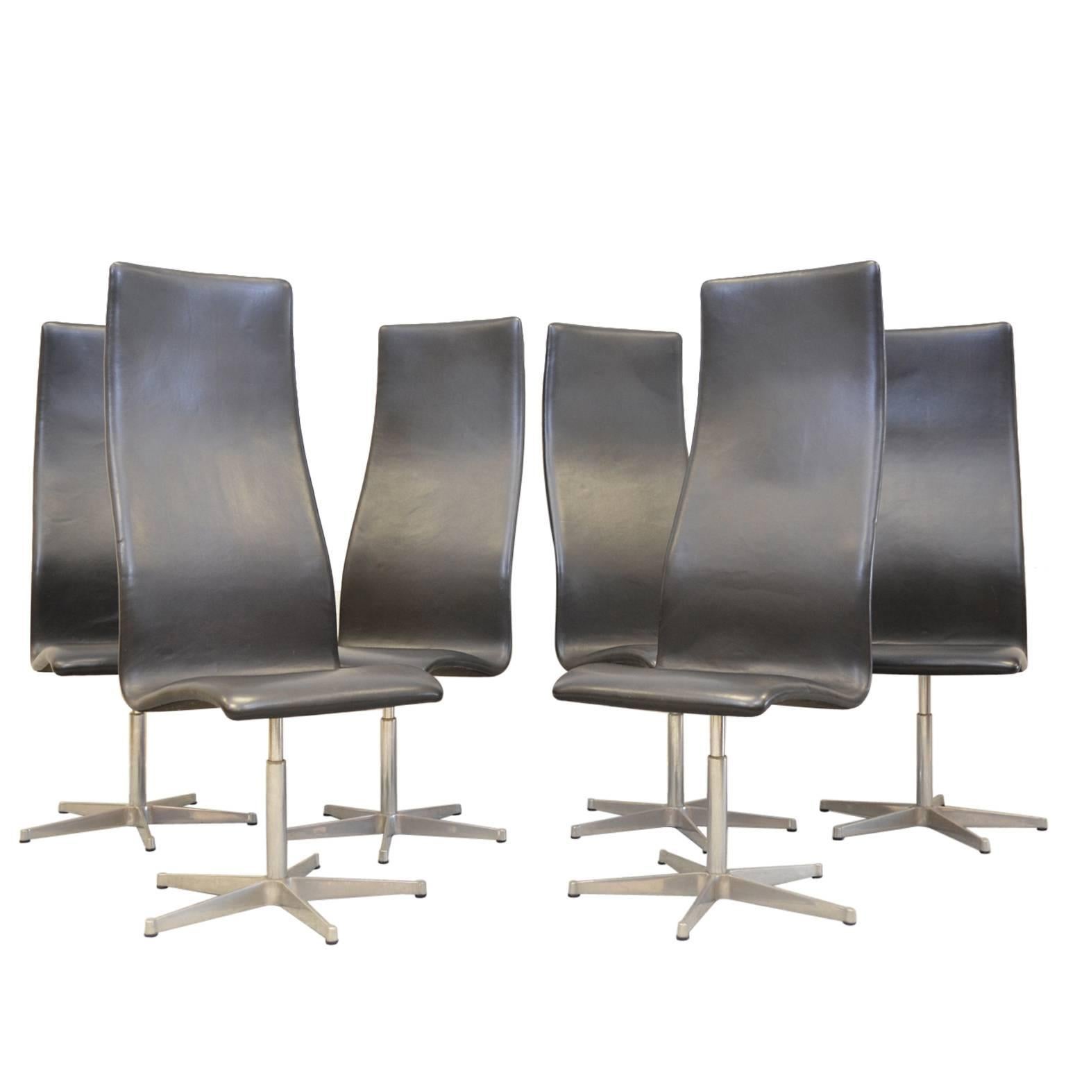 MidcenturyBlack Leather Oxford Chairs by Arne Jacobsen for Fritz Hansen, Denmark