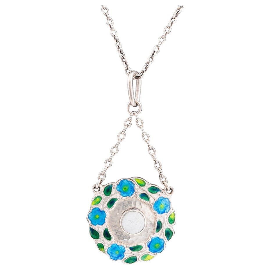Murrle Bennett Silver and Enamel Pendant Necklace c1910