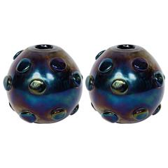 Pair of Hypnotic Vases Signed by Romano Donà