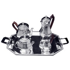 Puiforcat (Hermes) & Christofle: 5pc. French Art Deco Sterling Silver Tea Set !