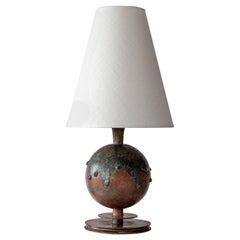 Lampada da tavolo sferica in bronzo patinato, Art Déco, Svezia, anni '30
