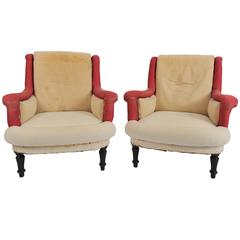 Pair of Antique French Scroll Back Armchairs