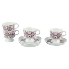 Raija Uosikkinen para Arabia, Finlandia. Juego de cuatro tazas y platillos de café "Ali