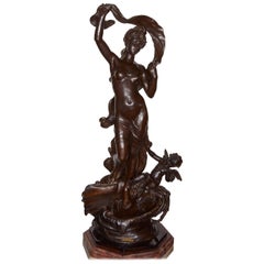 Statua originale francese del XIX secolo in spelta molto grande firmata Hippolyte Moreau