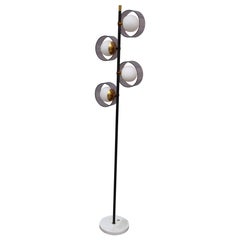 Brass and Marble Floor Lamp Stilux Milano Italy 1950s