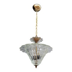 Lanterna Barovier vetro di Murano parti in Ottone 1940s Italia