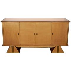 French Modernist Sycamore Cabinet with Pyramid Base 3