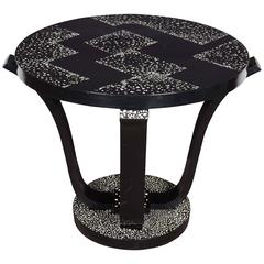 Fine French Art Deco Black and White Egg Shell Lacquer Table