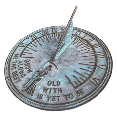 Vintage English Country Iron Garden Sundial "Grow Old Along With Me"