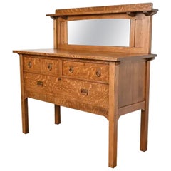 Stickley Brothers Antique Mission Tiger Oak Arts & Crafts Sideboard or Bar Cabin