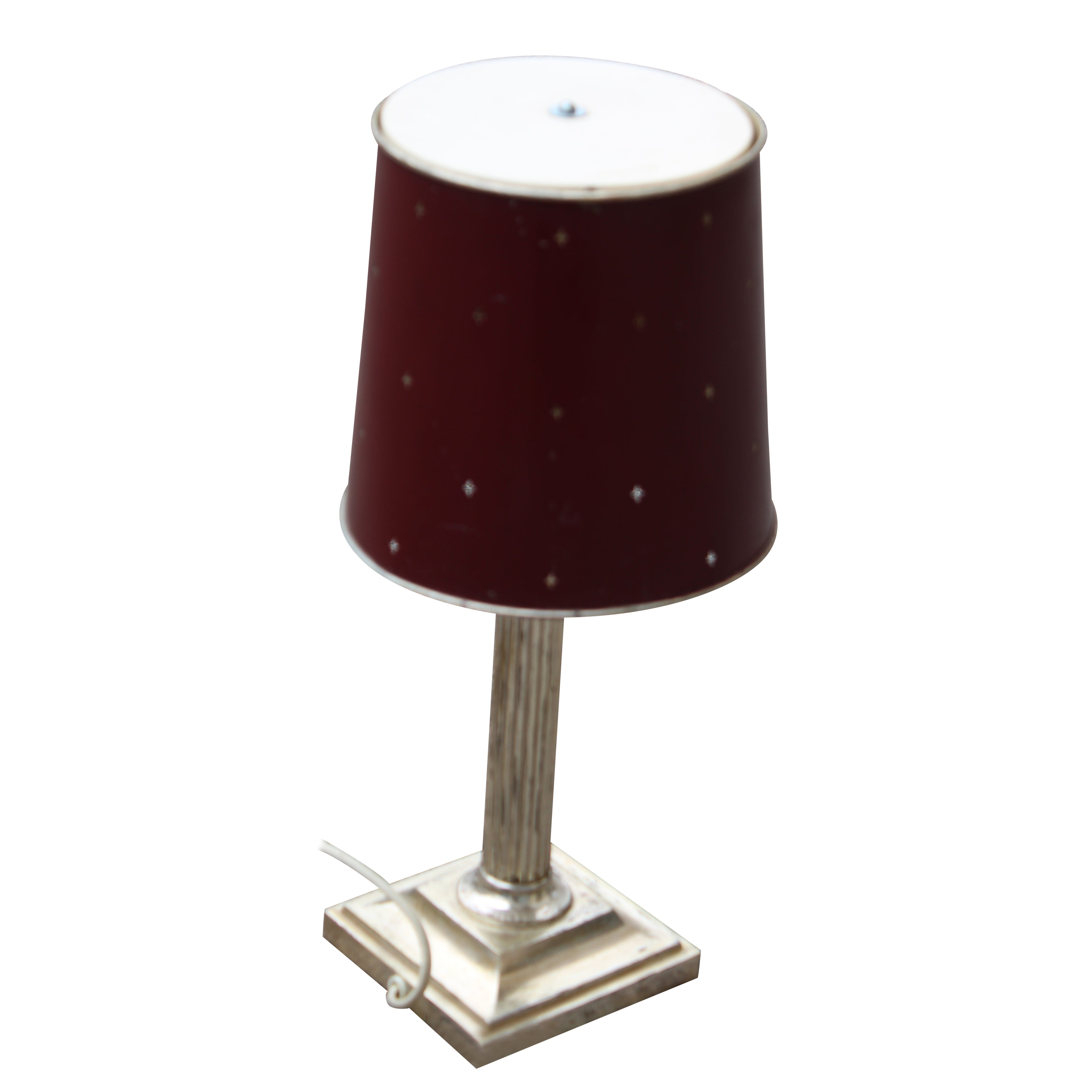 Lampe de table en métal argenté avec dôme en métal perforé Arredoluce en vente