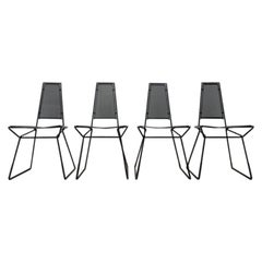 Set of 4 Vintage Postmodern Metal Side Chairs by Rolf Rahmlow, 1980s