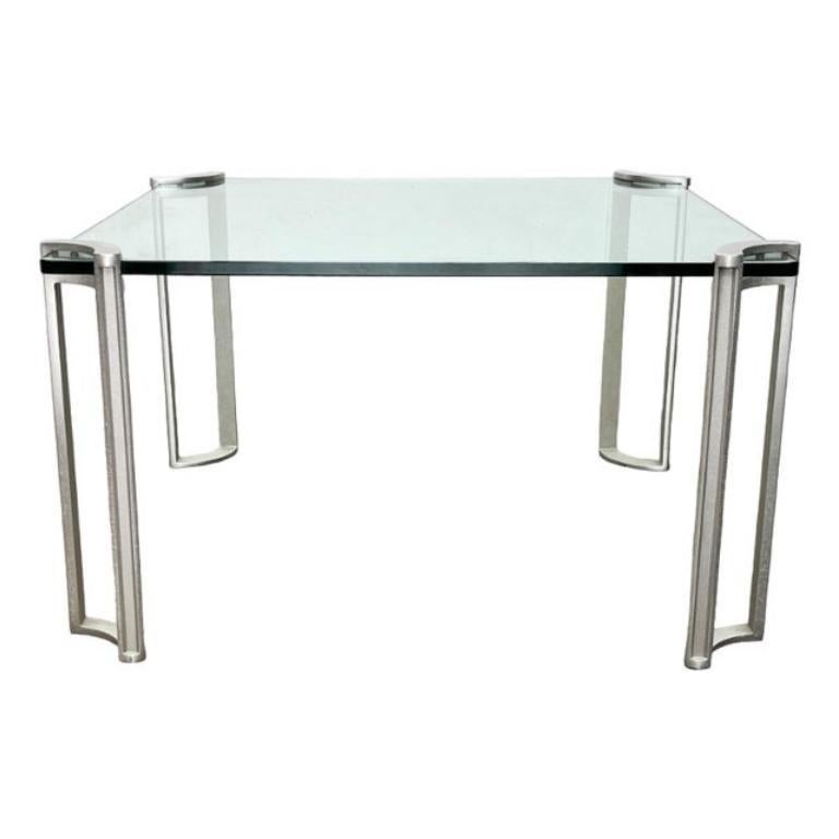 Couch-Tisch aus Glas und Aluminium aus dem Space Age-Zeitalter, Peter Ghyczy zugeschrieben, 1970er Jahre