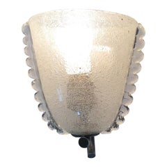 Carlo Scarpa VENINI 1 Wandleuchter Metall Chrom Pulegoso Glas. 1940 Itali