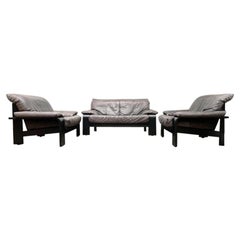 Set of 3 Postmodern German Brutalist Lounge Armchairs & Sofa by Rolf Benz, 1990s