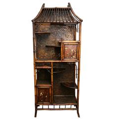 Rare 19th Century English Bamboo Pagoda Etagere with Ivory Accent