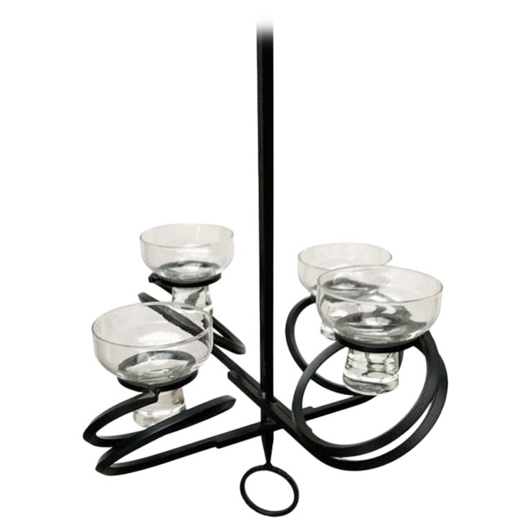 Mid-Century Metal and Glass Candleholder Pendant, 1960s