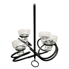 Mid-Century Metal and Glass Candleholder Pendant, 1960s