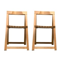 Set of 2 Mid-Century Wooden Trieste Folding Chairs by Aldo Jacober, 1960s