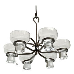 Mid-Century Danish Metal & Glass Candleholder Pendant, 1960s