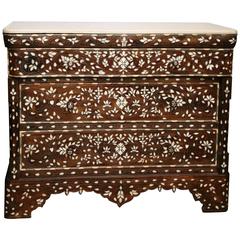Superb 19th Century Syrian Inlaid Mother-of-Pearl, Three-Drawer Dresser