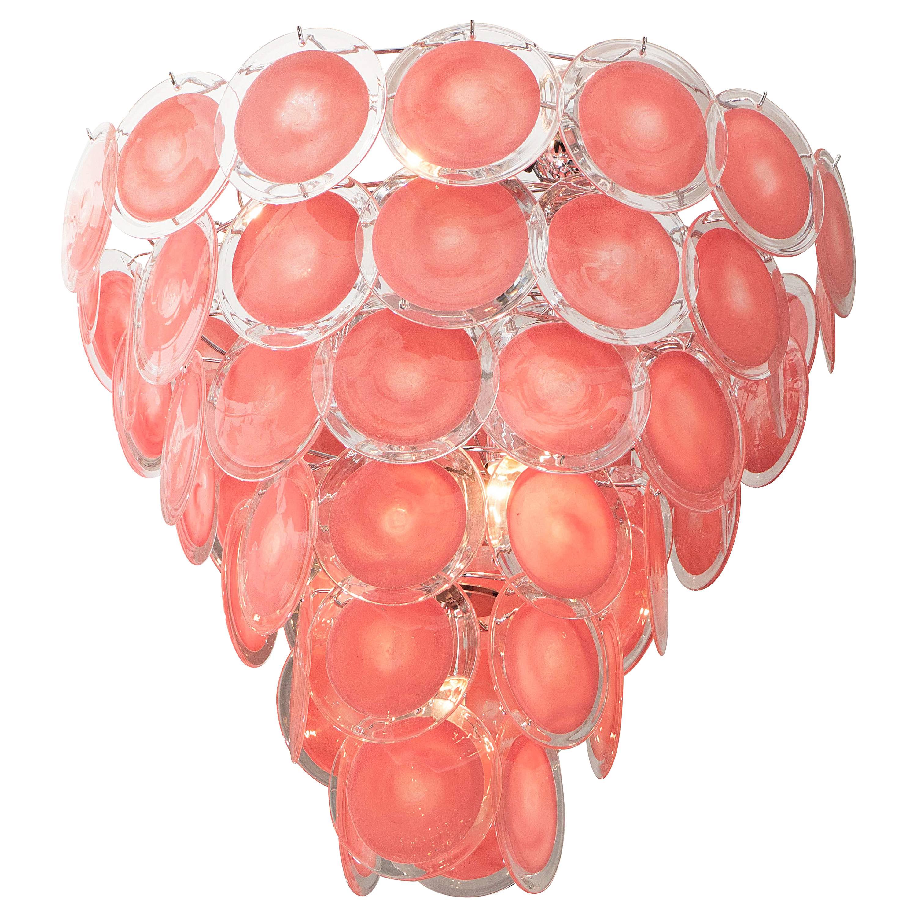 Murano Glass Coral Disc Chandelier