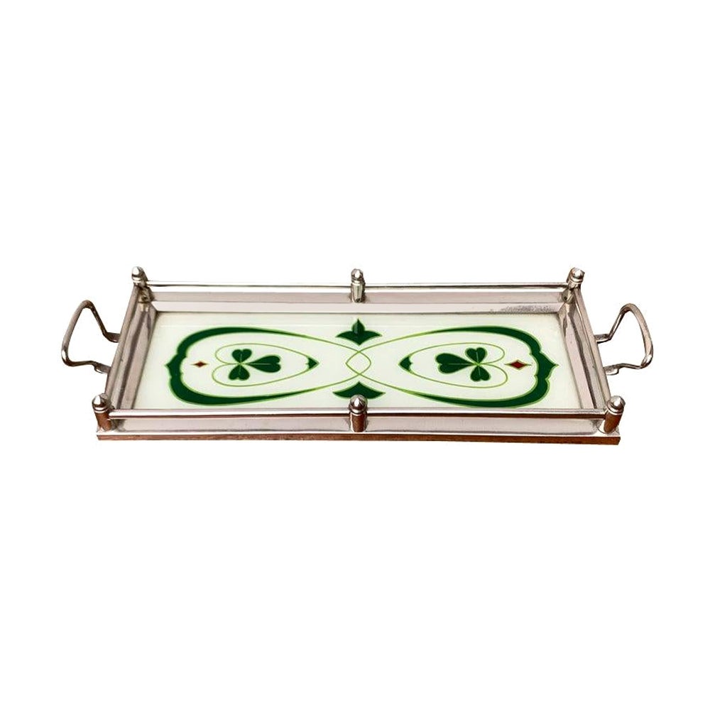 Art Deco / Art Noveau Metal and Glass Tray