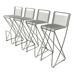 Set of 4 Postmodern German Kreuzschwinger Bar Stools by Till Behrens, 1980s
