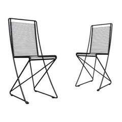 Set of 2 German Postmodern Black Kreuzschwinger Chairs by Till Behrens, 1980s