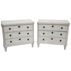 Pair of Antique Swedish Gustavian Painted Chests, 19th Century