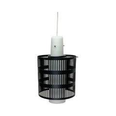 Mid-Century Minimalist Perforated Metal & Glass Pendant, 1960s