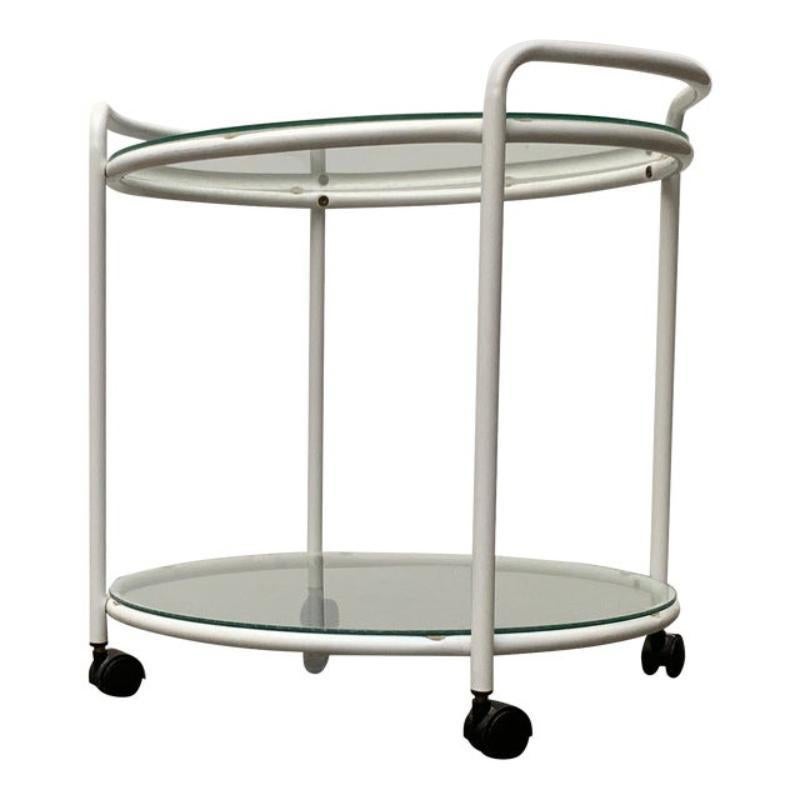 Mesa auxiliar o carrito de servicio de cristal postmoderno