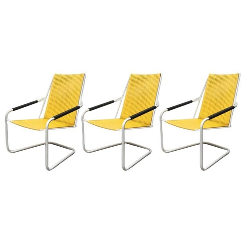 Set of 3 German Mid-Century Garden Stacking Chairs from Mauser