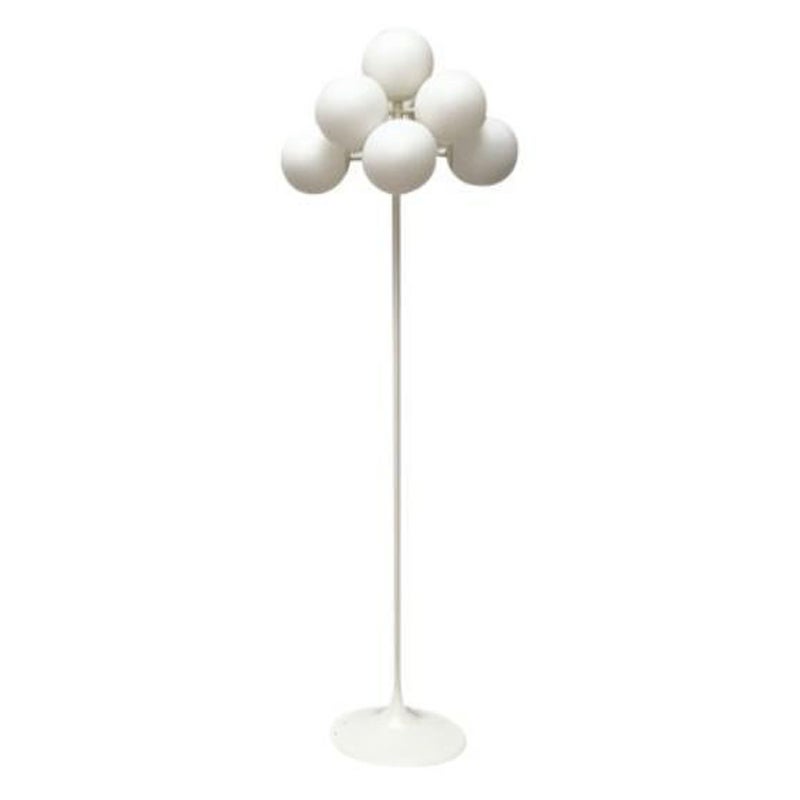 Mid-Century Swiss Minimalist Glass and Metal Floor Lamp, 1960s For Sale
