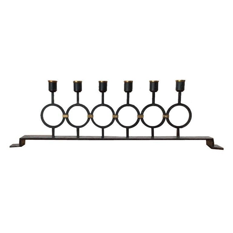 Brutalist Mid-Century Metal Candleholder, 1960s