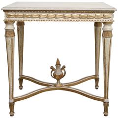 Antique Swedish Paint and Giltwood Table with Beautiful Carving, 19th Century