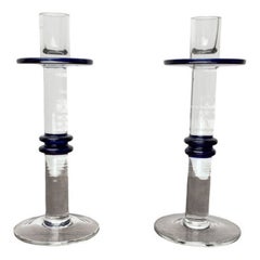 Set of 2 Vintage Glass Candle Holders