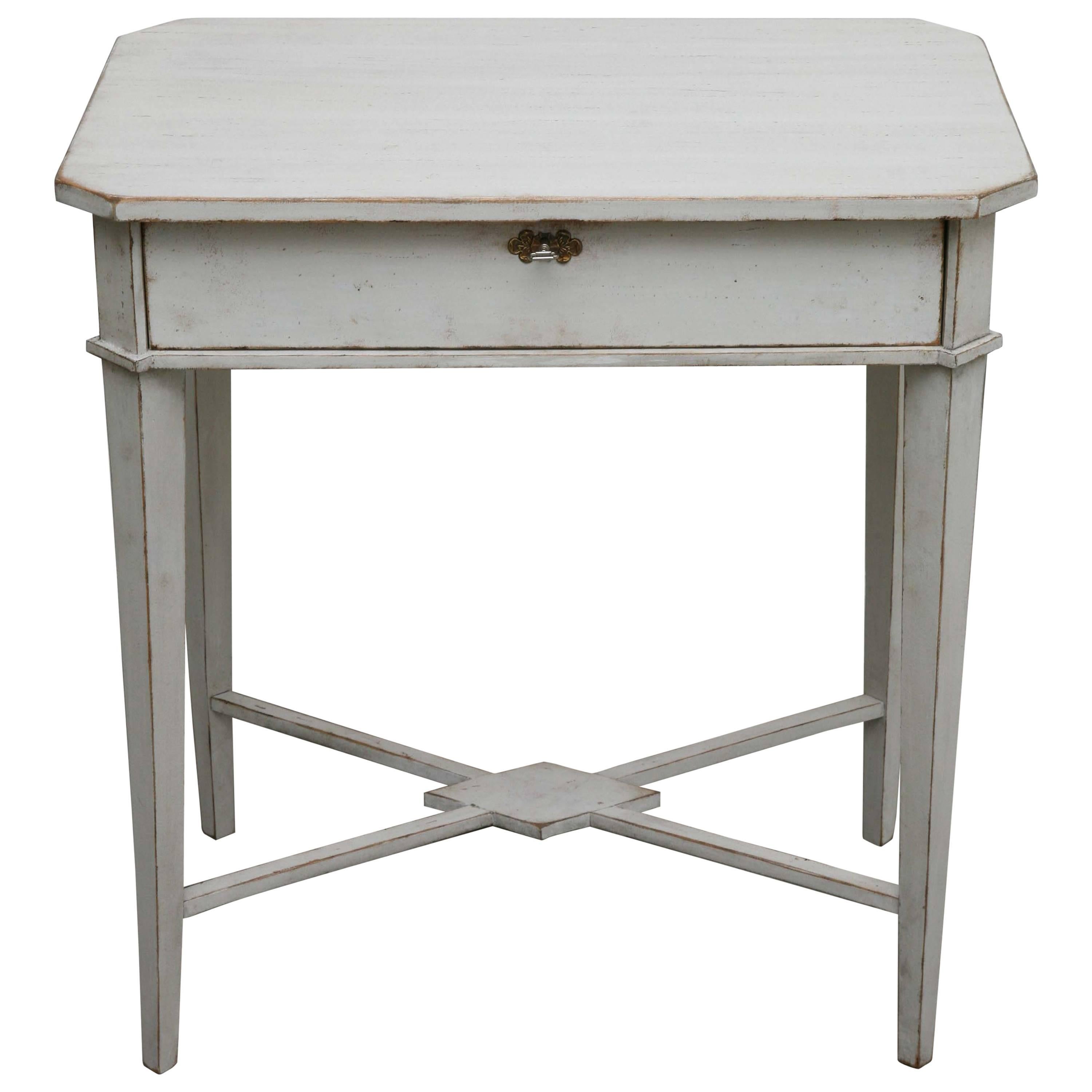 Antique Swedish Gustavian Pained Work Table, 19th Century