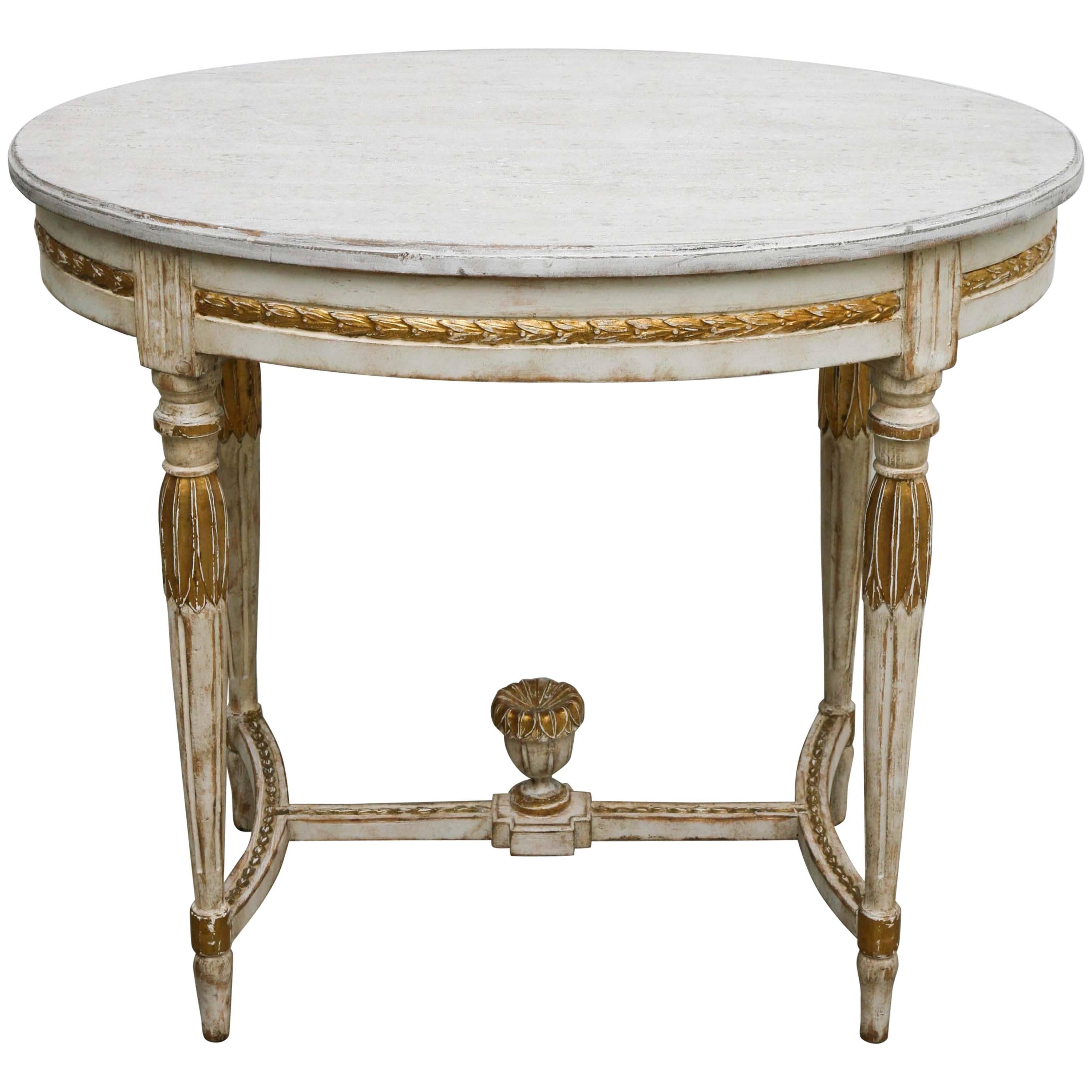 Antique Swedish Period Oval Table, Painted and Gilt Finish, 19th Century