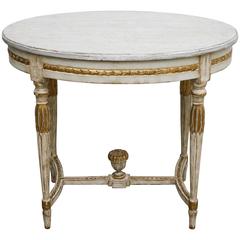 Antique Swedish Period Oval Table, Painted and Gilt Finish, 19th Century