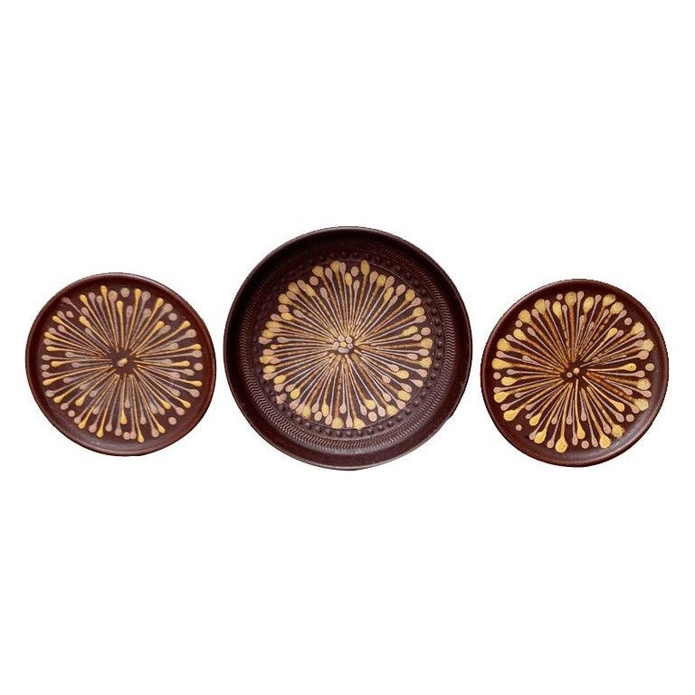 Juego de 3 cuencos y platos de cerámica WGP de mediados de siglo de Silberdistel, años 60 en venta