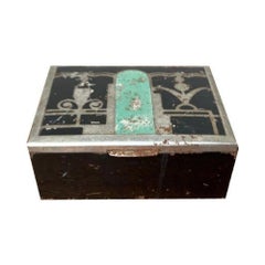 Caja Art Decó de metal y madera, años 30