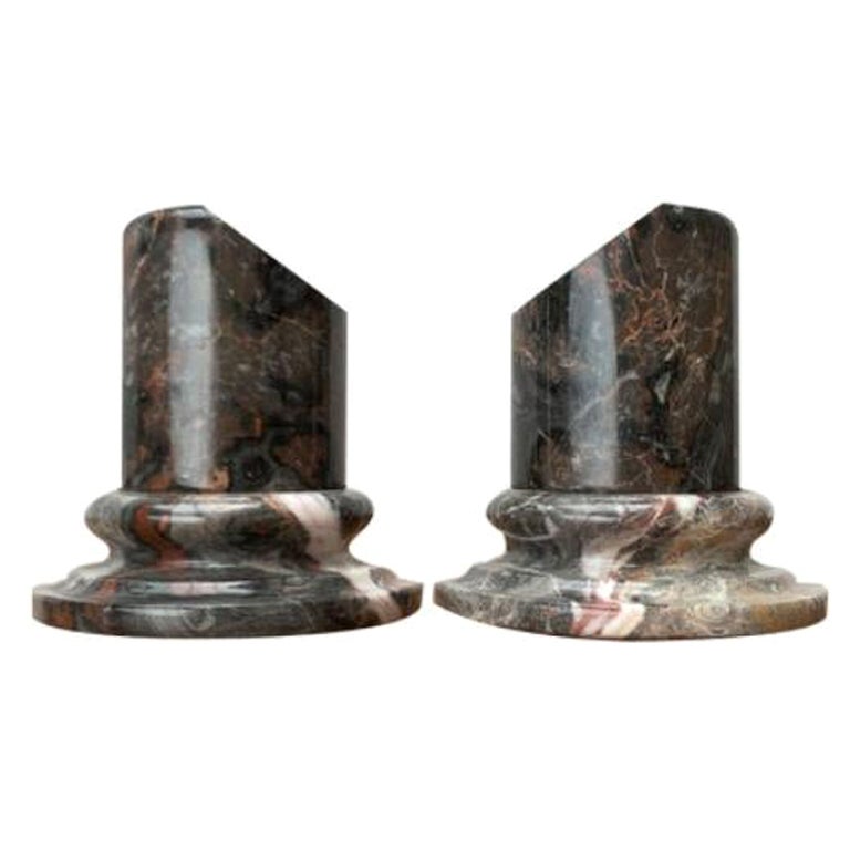 Set of 2 Postmodern Marble Bookends, 1980s