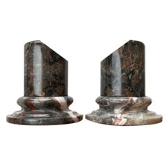 Set of 2 Postmodern Marble Bookends, 1980s