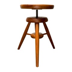 Vintage Swivel Tripod Stool in Pine